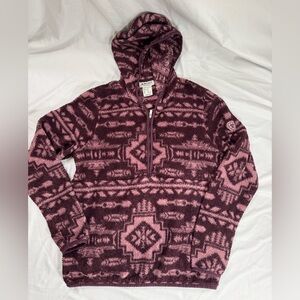 Ariat Women's Mulberry Brown/Rose Southwest Patterned Half Zip Fleece Hoodie